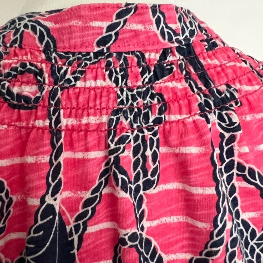 Caribbean Joe Pink Nautical Print Smocked Neck Sleeveless Top - Picture 8 of 10